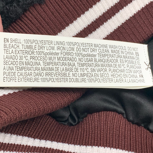 NWT Forever 21 Contemporary LS Zip Front Varsity Soft Teddy Jacket Black Size XS - Picture 7 of 9